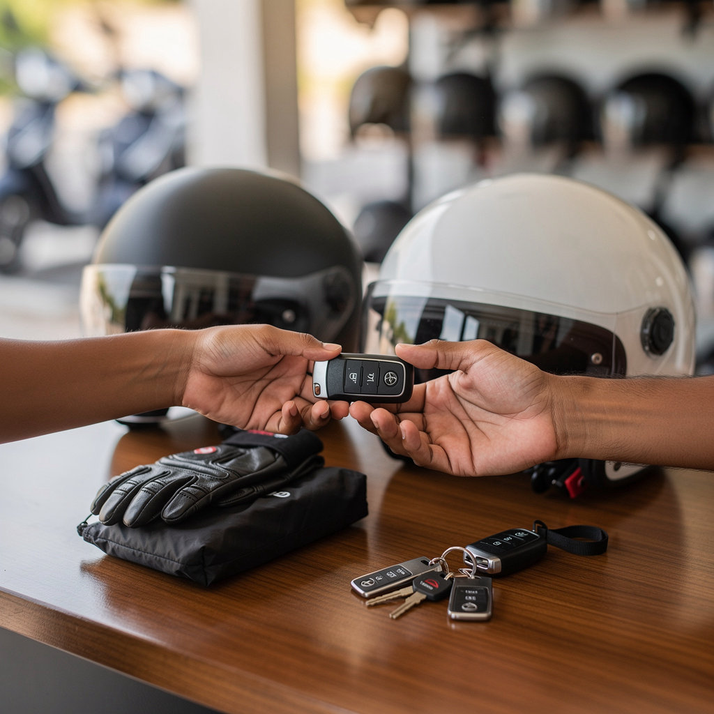 Atilosa Bike Rental professional motorcycle rental services in Cemagi, Bali with safety gear and accessories included